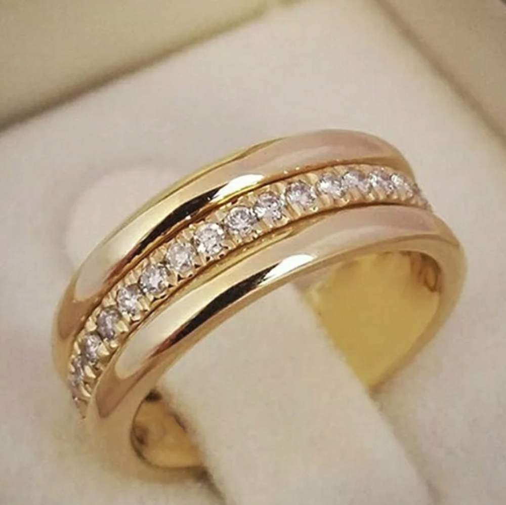 Yellow Gold Simulated Diamonds Ring